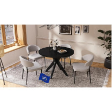 Renzo Designer söögilaud Ümmargune must matt pikendatav 110 cm kuni 180 cm Ovaalne söögilaud Köögilaud Ümmargune funktsionaalne laud Ovaalne köögilaud Söögilaud Pikendatav laud Konsoollaud