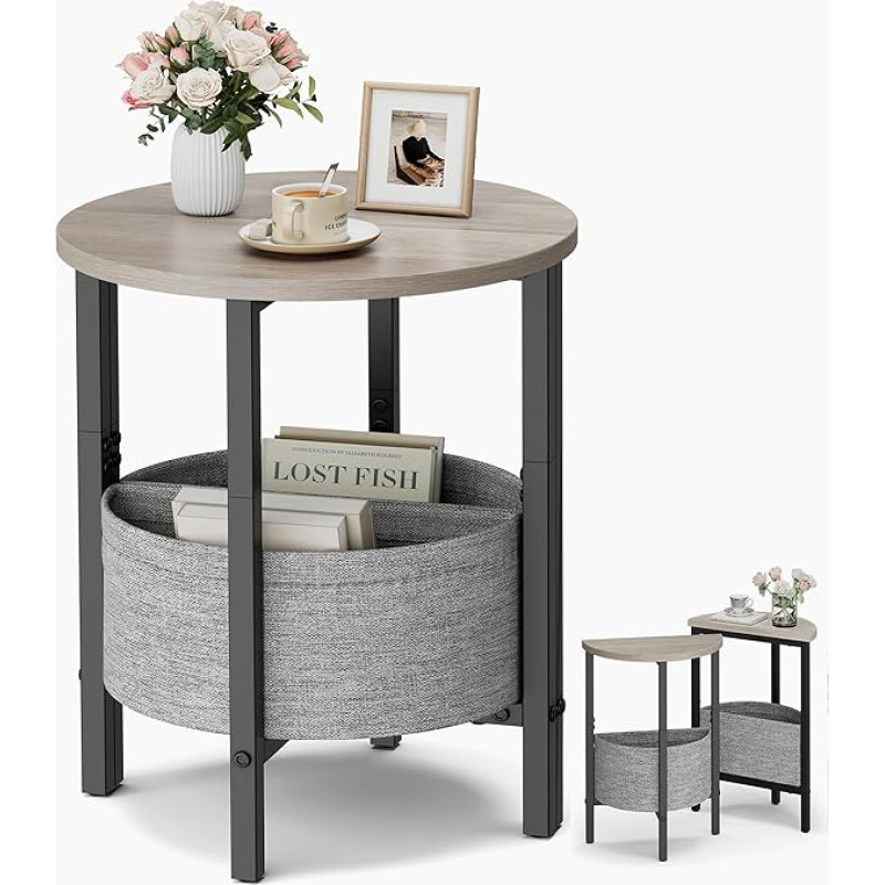 Vagusicc küljelaud, väike ümmargune küljelaud koos riidest korviga, 2 tk, pooleldi ümmargused küljelauad, poolkuu aktsent kohvilaud, öökapp, tee diivanilaud, öökapp elutuppa, magamistuppa, magamistuppa