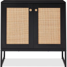 Best Choice Products 2-ukseline rotangist hoiukapp, akendermööbel, multifunktsionaalne kapp elutuppa, esikusse, kööki, küljepaneelile, puhvetilaud koos kriimustuskindlate jalapatjadega - must