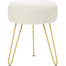 GERANT Multifunktsionaalne meigijalats, sametist ümmargune Ottomani kaasaegne riietusjalats, pehmendusega jalatugi küljelaua jalatugi kuldsete metalljalgadega elutuppa magamistuppa (beež)