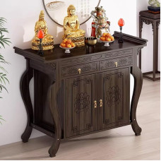 Buddha-Altartisch aus Bambus mit Stauraum, Meditationsschrank im Vintage-Stil, chinesischer Opfertisch, lihtsam Nischenschrein für spirituelle Praktiken (120 x 40 x 100 cm)