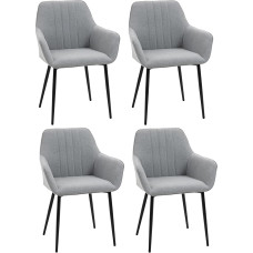 HOMCOM 4 söögitooli komplekt, söögitoolid, polsterdatud toolid hingava linase kattega, elutoa tool, köögitool seljatoega, käetoega, linane, helehall, 59,5 x 56,5 x 81 cm.