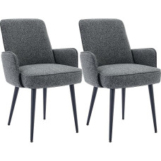 LONXIU Söögitoolide komplekt, 2 tooli, söögilaud, käetoega köögitoolid, elutoa toolid, kaasaegsed libisemisvastaste jalgadega, polsterdatud toolid, tumehall