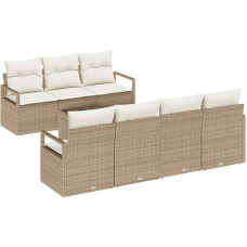 8-teiliges Garten Sofa Set mit Kissen Beige Poly Rattan, 2-Sitzer Garten Sofa mit Kissen Beige Poly Rattan Gartenlounge Model3346291