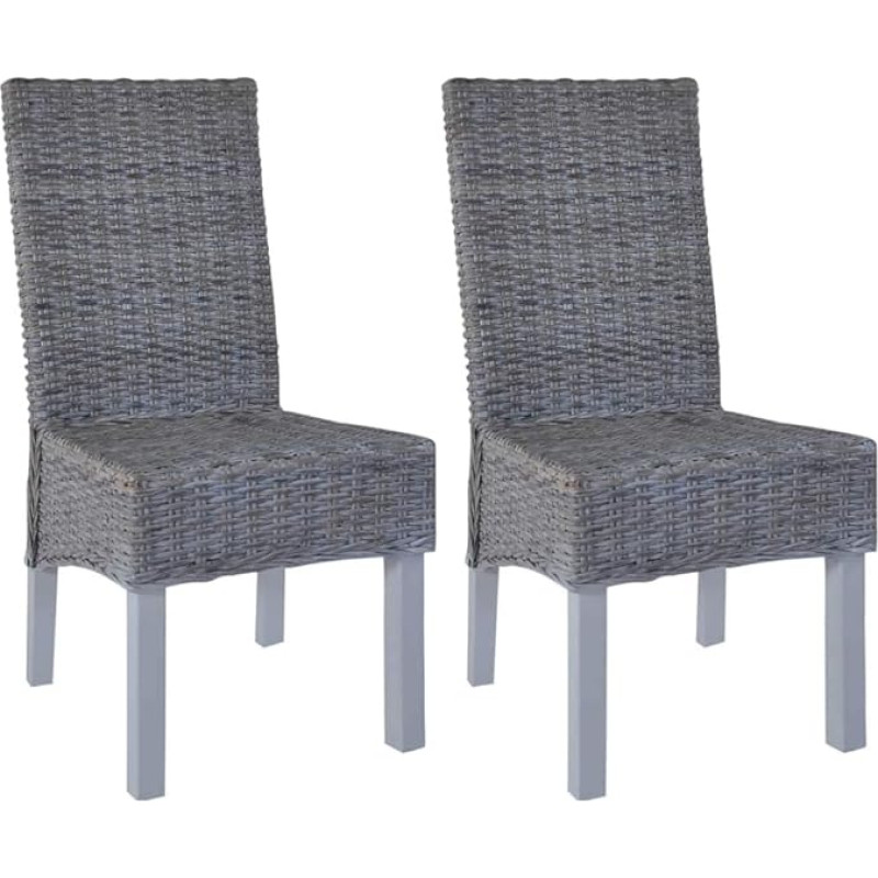 Festnight Söögitoatoolide komplekt 2 retro rotangist tooli 2 rottingist söögitooli komplekt Vintage köögitooli söögitooli Hall kuubik rotangist ja mangopuidust 46 x 61 x 93 cm