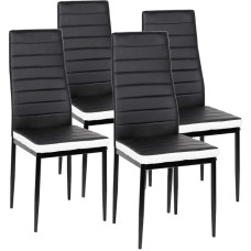 YIMING 4 söögitoolist koosnev komplekt Söögitoolide seljatugi Köögitoolid Metallist jalad (must, valge, 40×39×98cm)