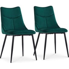 CLIPOP sametist söögitoolid metallist jalgadega, käetoeta köögitoolid pehmendatud seljatoega istmega elutuppa, söögituppa (roheline, 2 tükki)