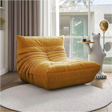 Togo kaminatool, pehme suede premium vaht laisk põrandale diivan diivan nurgas Bean Bag pruun käetoega tool elutoa salongi kontor (kollane)