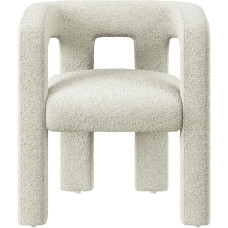 BELLEZE Modern Boucle söögitool, linasest barrelist söögitool külgmiste käte ja seljatoega, minimalistlik polsterdatud köögitool söögituppa, Lissabon (kreem)