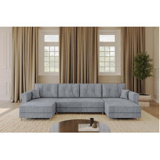 ALTDECOR APOL-U U-kujuline nurgadiivan magamisfunktsiooniga ja voodikastiga, nurgadiivan, L-kujuline diivanvoodi, pikendatav elutoa diivanvoodi, diivanvoodi, 300 x 140 x 90 cm, helehall