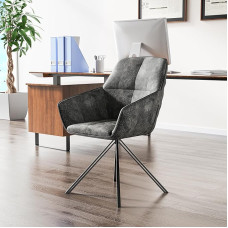 Söögitoa toolid, pöörlev köögitool metalljalgadega, sametkate, kontoritool, pöörlev tool, polsterdatud tool, must/hall, segatool käetoega, seljatugi, käetugedega tooli jaoks