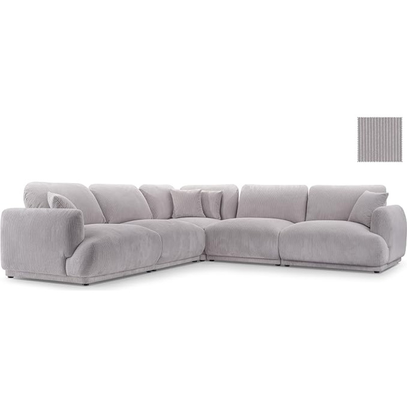 All4All Luna nurgadiivan - 285 x 285 x 83 cm - Diivan ilma magamisfunktsioonita - Diivan - L-kujuline - vabalt seisev diivan - Wave Suspension & PU Foam - Living Landscape - Modern - Polsterdatud nurgas - 05