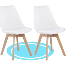 Söögitoolid Põhjamaade köögitoolid pehme istme polstriga ja tugevate pöögijalgadega 2 tooli Valge