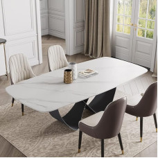 POVISON Modernne söögilaud 160 cm, valge söögilaud 4 inimesele, kivist lauaplaadiga, liblikakujulised süsinikterasest jalad, kööki ja söögituppa, lihtne paigaldada, 160 x 90 x 75 cm (ilma