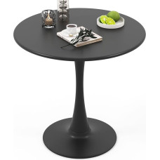 Giantex must ümmargune söögilaud 32-tolline kaasaegne Tulip köögilaud 0,9-tollise paksu lauaplaadiga ja tugeva metallist alusega vaba aja laud väikestesse kohtadesse söögituba elutuba kohvikuks