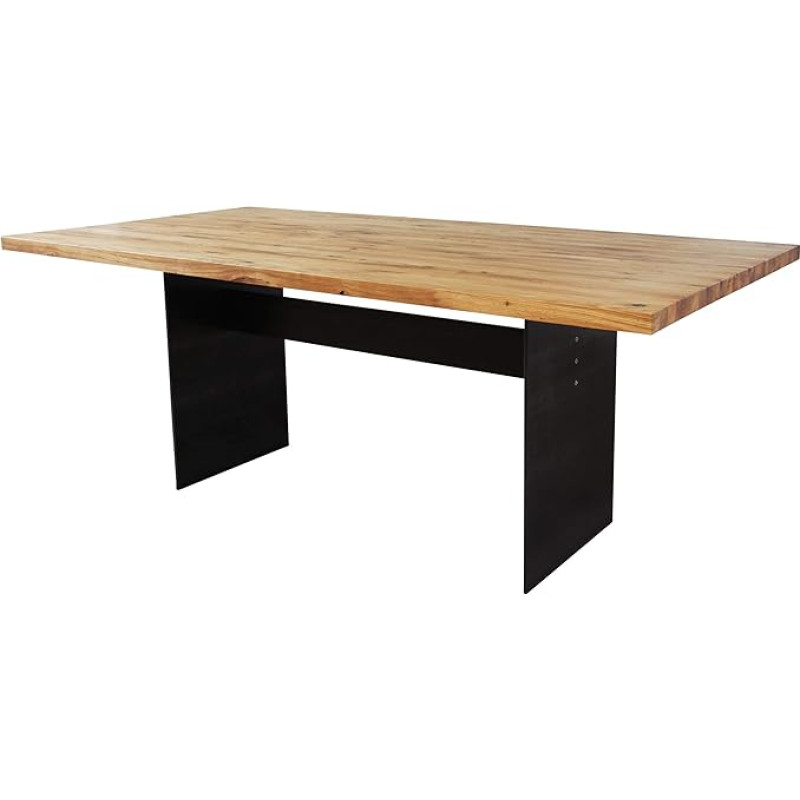 Söögilaud Manhattan Wild Oak Solid 160 x 90 cm Disainerlaud täispuidust toorterasest lauaraamiga, puidust laud metallist terasest, Premium söögilaud, Disaini söögilaud eksklusiivne