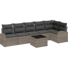 6-teiliges Garten-Sofa-Set mit Kissen Schwarz Poly Rattan Gartenlounge Model3346069