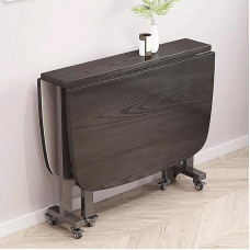 Kokkupandav puidust söögilaud köögi jaoks, pikendatav ristkülikukujuline laud väikeste ruumide jaoks liikuvate ratastega, Drop Leaf söögilaud (värv: C)