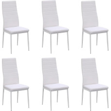 Stanew Esszimmerstuhl, 6-teilig, Küchenstuhl mit Metallbeinen, gepolsterter Wohnzimmerstuhl, Retro-Stuhl mit weißen Nähten (6, Weiß, 588)