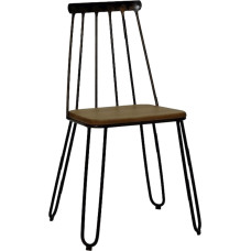 Addecor pruun söögitoatool | Massiivsetest kangidest valmistatud ja puidust istmega elutoatoolile | 38 x 36 x 86 cm | Georgia mudel | Köögitooli tööstusstiilis | Industrial Style Kitchen Chair