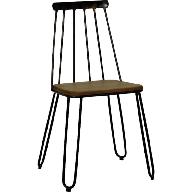 Addecor pruun söögitoatool | Massiivsetest kangidest valmistatud ja puidust istmega elutoatoolile | 38 x 36 x 86 cm | Georgia mudel | Köögitooli tööstusstiilis | Industrial Style Kitchen Chair
