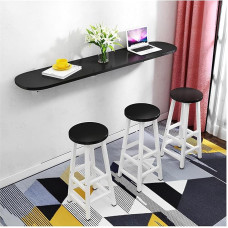 Hängender schmaler Langer Tisch für zu Hause, für kleine Räume, kompakte Lösung, mit Eisenhalterung (schwarz, 120 x 30 cm)