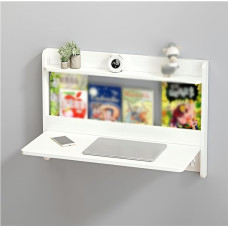 Moderner Klapptisch zur Wandmontage, für kleine Räume, Klappschreibtisch, Regalregal (valge, 80 * 6,2 * 60