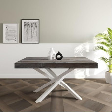 VE.CA Polynesia pikenduslaud koos pikendustega Valge terasraamiga Puidust lauaplaat 150 x 90 cm Kõrgus 80 cm Ideaalne söögilaud Made in Italy (Pino Grigio Jackson)