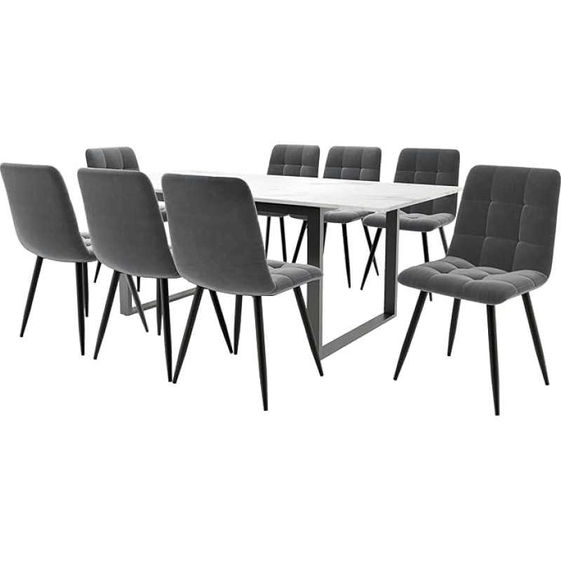 Laiendatav söögilauakomplekt kaasaegses minimalistlikus stiilis 140/180 x 80 x 75 cm marmorist laud, mis sobib mitmekülgselt erinevatesse stseenidesse.