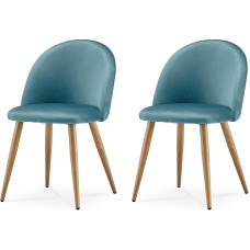 CLIPOP söögitoolide 2 komplekt, sametist polsterdatud seljatoega ja metallist jalad söögituppa, elutuppa ja magamistuppa (1, sinine)