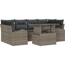 7-osaline aia diivan komplekt padjaga Grey Poly Rattan Garden Lounge Model3357312