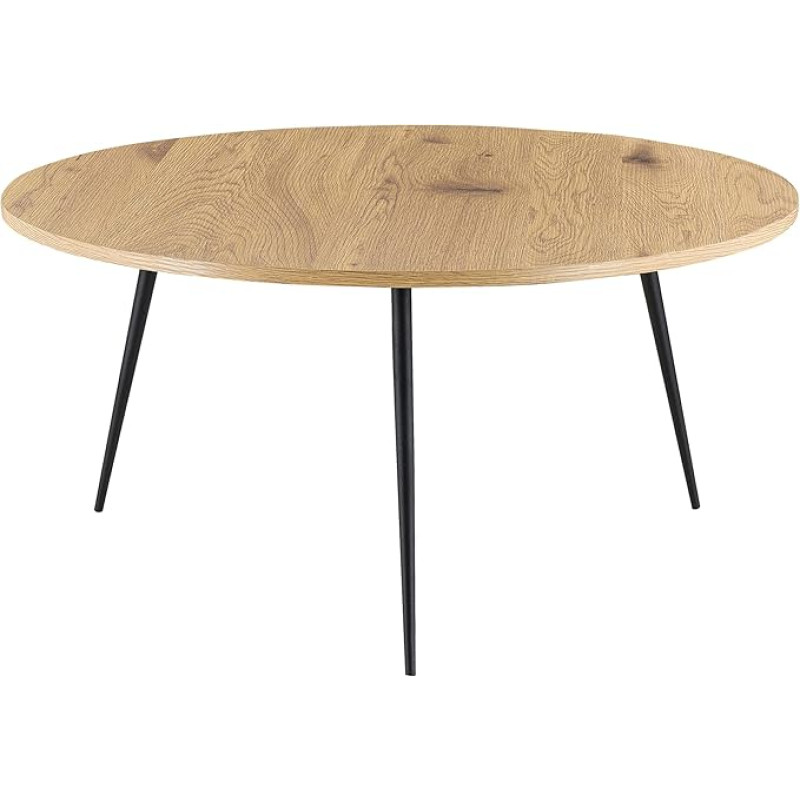 [en.casa] Farsund kohvilaud 80 x 40 cm Kõrvallaud elutoa laud diivanilaud jalad terasest ümmargune tamme välimusega must