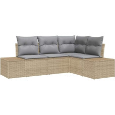 4-teiliges Garten Sofa Set mit Kissen Beige Poly Rattan Gartenlounge Model3347040