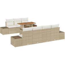 8-teiliges Garten Sofaset mit Kissen Beige Poly Rattan Gartenlounge Model3358661