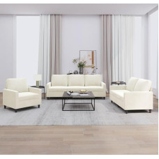 qohoio 3-TLG. Sofagarnitur mit Kissen Diivan Wohnzimmer Sitzgruppe Wohnzimmer Sofa Set Sofas FüR Wohnzimmer Creme Samt