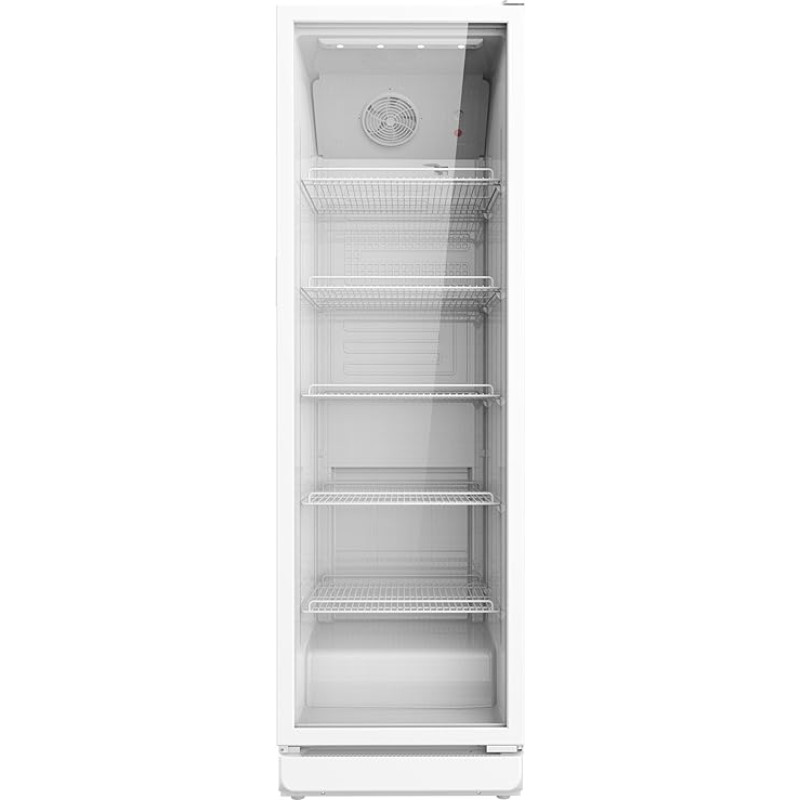 SCHOEPF GKS350S Commercial Drinks Fridge - Recirculation - Glass Door Fridge - 347L - 5 Adjustable Wire Shelves - White - 194.5cm Height