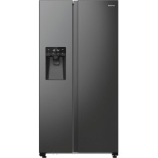 Hisense RS5P535NTFE Side-By-Side Fridge-Freezer, 376 Litre Fridge Compartment, 190 Litre Freezer, Total NoFrost, Multi AirFlow, FastFreeze, Energy Efficiency Class E, 178.6 cm x 91.5 cm, Black