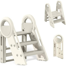 Laste astmelaua, 2 taset - 3 tasandit reguleeritava kõrgusega astmelaua kokkupandav vannituba, väikelaste tuba, köök (hall + valge)