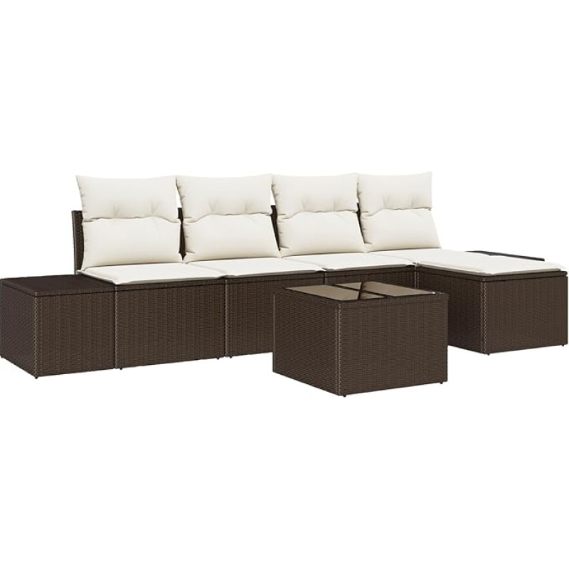Rantry 5-teiliges Garten Sofa Set mit Kissen Grau Poly Rattan Gartenlounge Model3347028