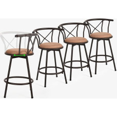 MEUBLE COSY 4-st baaritoolist koosnev komplekt Istme kõrgus 63 cm Pöörlev industriaalstiil koos polsterdatud jalatoega, seljatoega ja pehmendusega