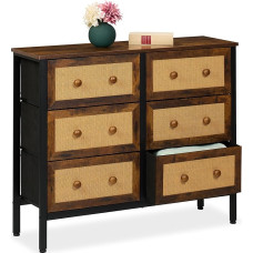 Relaxdays kapp 6 sahtlit rotangist välimusega koridori magamistuba K x S x P 83 x 100 x 32 cm Metall Pruun / Must