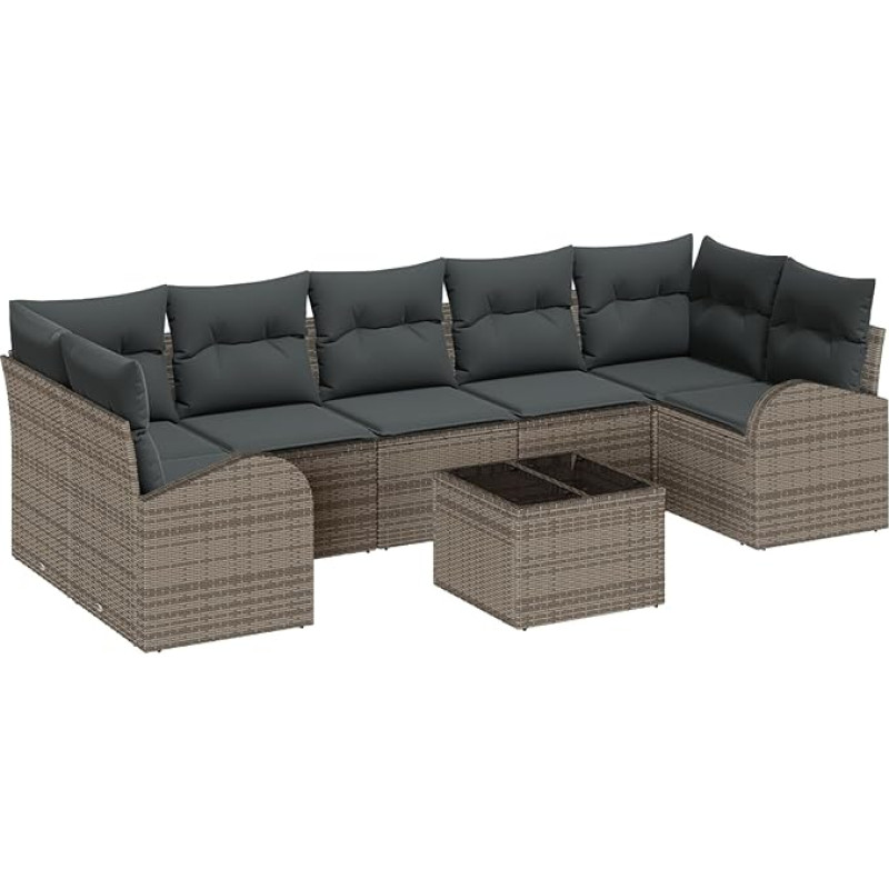 Rantry Model3345959 8-osaline aia diivan komplekt koos pehmendusega Hall Poly Rattan Garden Lounge