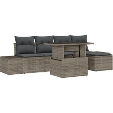 Rantry 6 tk aiasohva komplekt padjaga Grey Poly Rattan Garden Lounge Model3349165