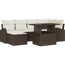 Rantry 7-teiliges Garten Sofa Set mit Kissen Braun Poly Rattan Gartenlounge Model3348674