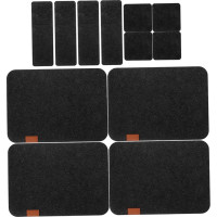 OHPHCALL 4 Sets Tischsets Mit Untersetzern Und Bestecktaschen, Abwischbare, rutschfeste Schwarze Filz-tischmatte, Wiederverwendbare Filz-untersetzer-aufbewahrungshalter