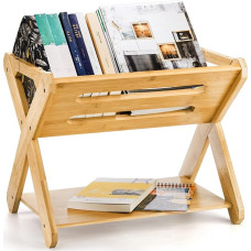 Okllen Kids raamaturiiul riiuliga Bambusest raamaturiiul 1 riiul Rustic Style Book Storage Organizer Freestanding Bookcase