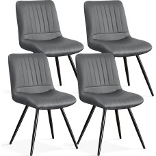 YUUIJOAA Söögitoolide komplekt, 4 tooli, kaasaegne paksude padjadega, PU nahast polsterdatud köögi söögitoa toolid metallist jalgadega söögitoas, elutoas (tumehall, 4 tükki)