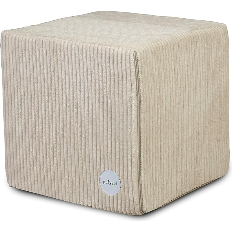 Ecopuf Block Corduroy jalatool - täielikult eemaldatav - Square Stool Upholstered Indoor 40x40cm