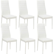 LEADZM Söögitooli komplekt 6 kõrge seljatoega veekindel söögitoa ja köögi köögitoolid söögitooli 120 kg (valge, komplekt 6)