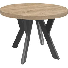 Dekori Möbel Pero ümmargune pikendatav söögilaud puidust jalgadega Loft stiilis Skandinaavia diameeter 90-220 cm (Sonoma Tamm/must, 90/190 cm)